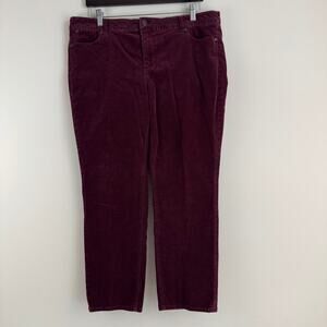 Talbots Corduroy Pants Women's Size 16P Petite Flawless 5 Pocket Straight Maroon